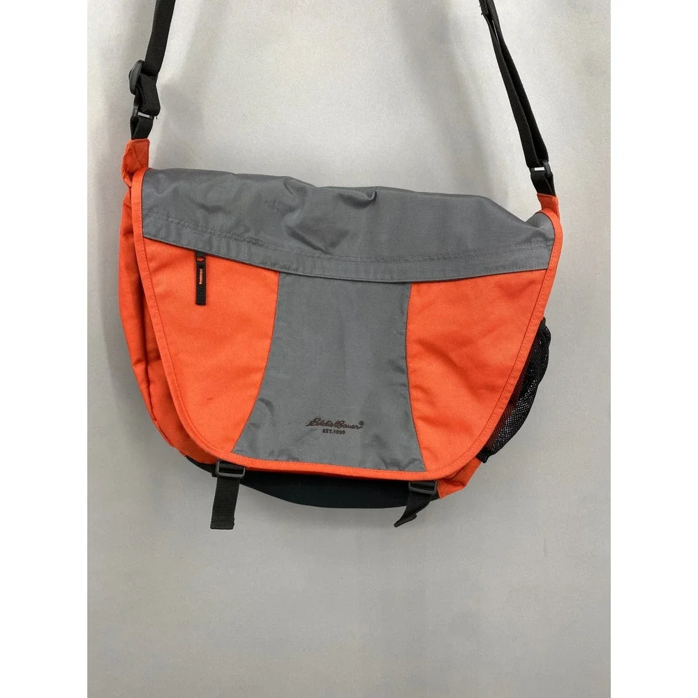 Eddie‎ Bauer Messenger Bag Unisex Orange Grey Crossbody Laptop Travel Utility